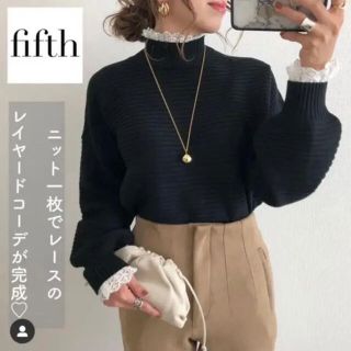 フィフス(fifth)の週末値下げ‼️fifthレースドッキングボリュームスリーブニット(ニット/セーター)