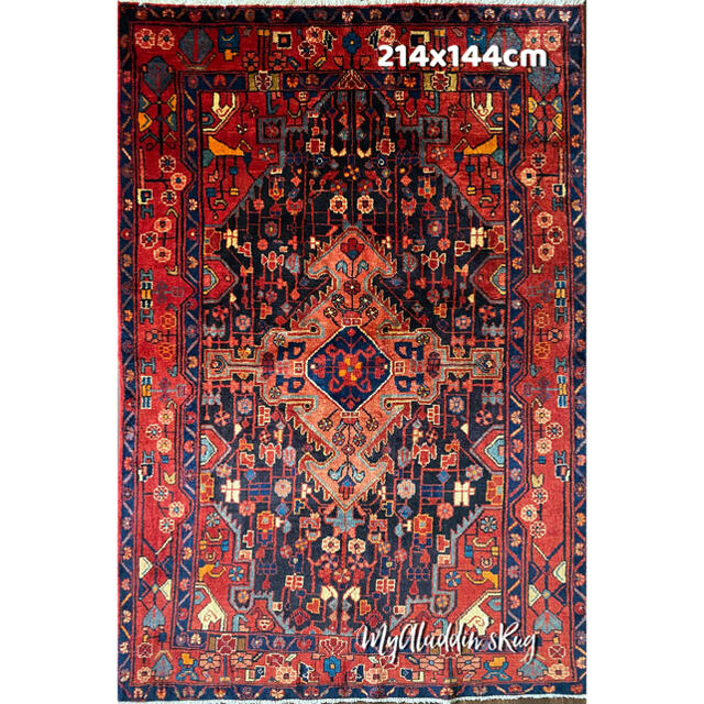 ナハバンド産 ペルシャ絨毯 214×144cm