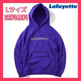 ハフ(HUF)の美品 Lサイズ Lafayette ラインストーン ロゴ パーカー 紫(パーカー)