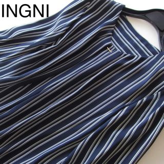 イング(INGNI)のINGNI/イング 新品 ピン付きストライプとろみブラウス/NV(シャツ/ブラウス(長袖/七分))