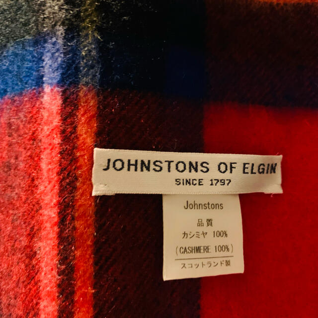 Johnstons(ジョンストンズ)のジョンストンズ カシミヤストール 赤チェック レディースのファッション小物(ストール/パシュミナ)の商品写真