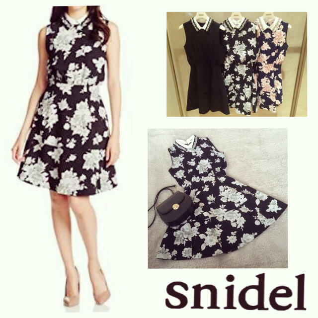 SNIDEL(スナイデル)のSnidel♡衿ビジューフラワーワンピース レディースのワンピース(ひざ丈ワンピース)の商品写真