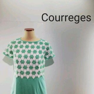 クレージュ(Courreges)のCourreges クレージュ フラワー刺繡ウエスト切り替えワンピース(ひざ丈ワンピース)