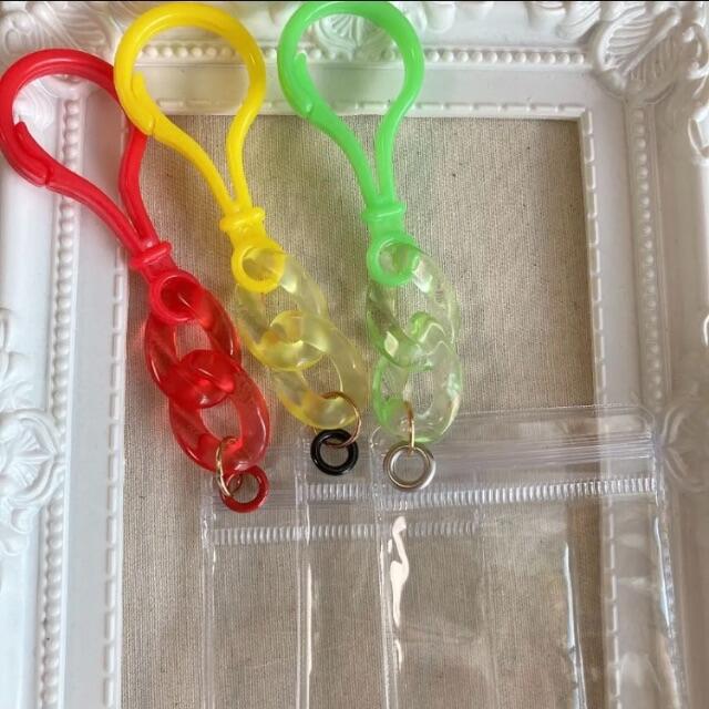 キャンディバッグの袋 フック チェーン 3点セット キーホルダー パーツ  資材 ハンドメイドの素材/材料(各種パーツ)の商品写真