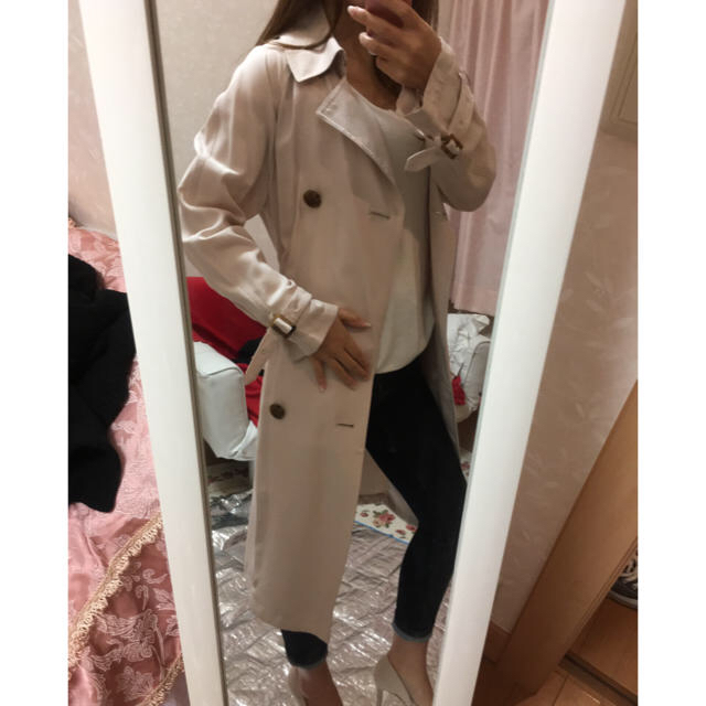 LIZ LISA(リズリサ)のピンクベージュ♡ロングトレンチ♡ レディースのジャケット/アウター(トレンチコート)の商品写真