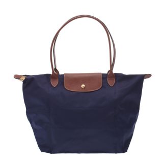 ロンシャン(LONGCHAMP)のロンシャン  ル プリアージュ L ロング トートバッグ ネイビー/茶(トートバッグ)