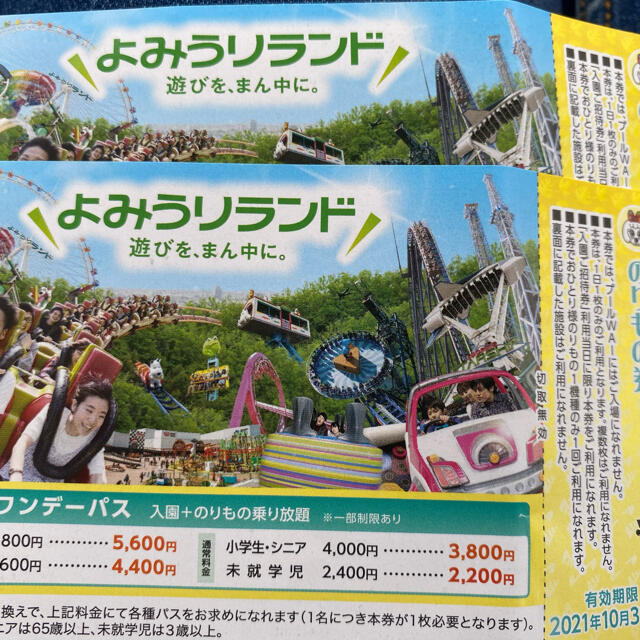 よみうりランドチケット チケットの施設利用券(遊園地/テーマパーク)の商品写真