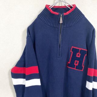 トミーヒルフィガー(TOMMY HILFIGER)のニット　ハーフジップ　トミーヒルフィガー　ゆるだぼ　ワッペン　ビッグロゴ(ニット/セーター)