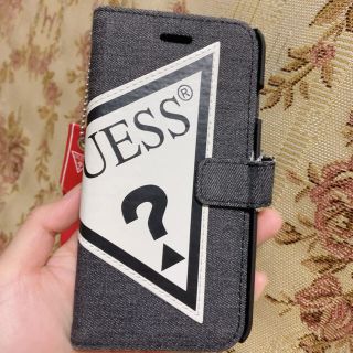 ゲス(GUESS)のGUESS ゲス デニム 手帳 ロゴ iPhoneケース マグネット カバー 赤(iPhoneケース)