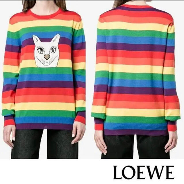 正規品100%新品 LOEWE - ロエベ LOEWE キャットフェイス ウール ニット ボーダー レディース ねこの通販 by コットンタイム|ロエベならラクマ お得即納