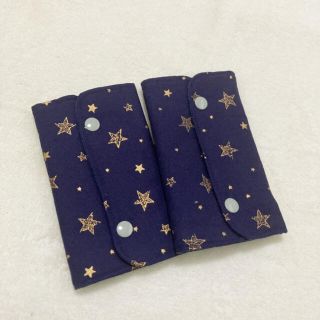 星柄ネイビー✖️デニム風ガーゼ♡よだれカバー(外出用品)