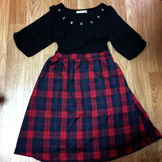 ギャルフィット(GAL FIT)のスカラップビジュー襟♡チェックワンピース♡(ひざ丈ワンピース)