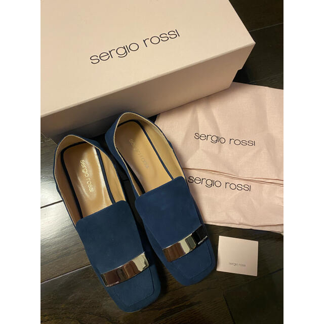 人気特価激安靴新品未使用セルジオロッシ スリッポンローファーネイビーSergioRossi37