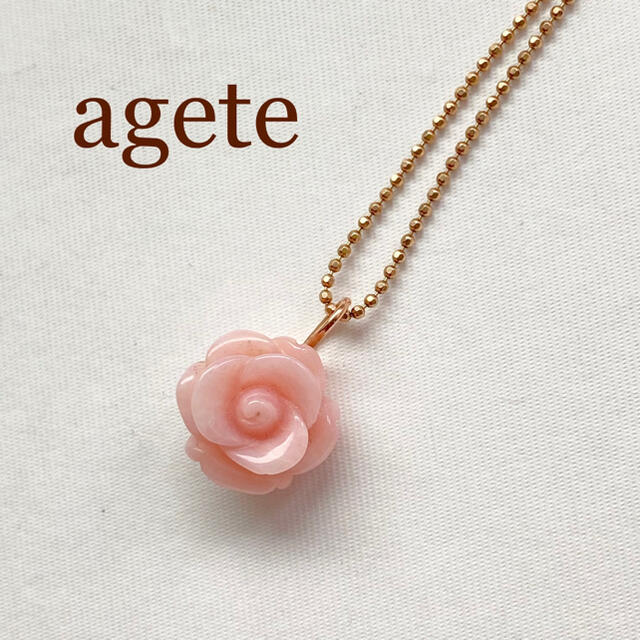 agete - agete アガット ペンダントトップ 薔薇 K10 バラ ピンクローズ ...