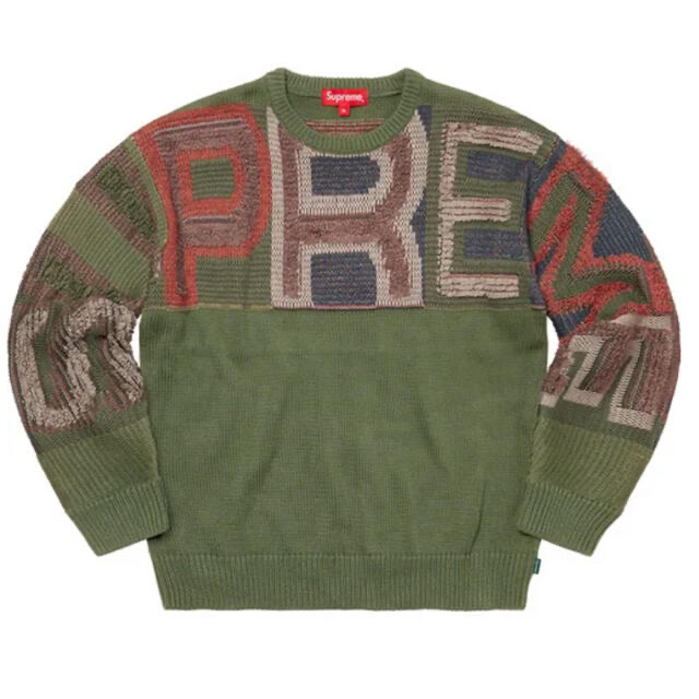 Supreme(シュプリーム)のSupreme / Chenille Logo sweater Olive M  メンズのトップス(ニット/セーター)の商品写真