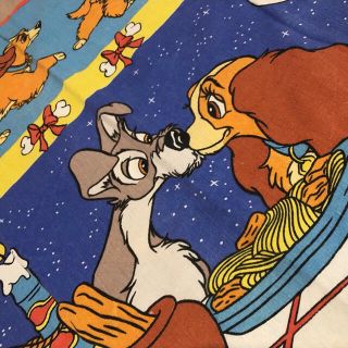 ディズニー(Disney)の🌜ビンテージ 布団カバー🌛わんわん物語　パスタ　シーツ(生地/糸)