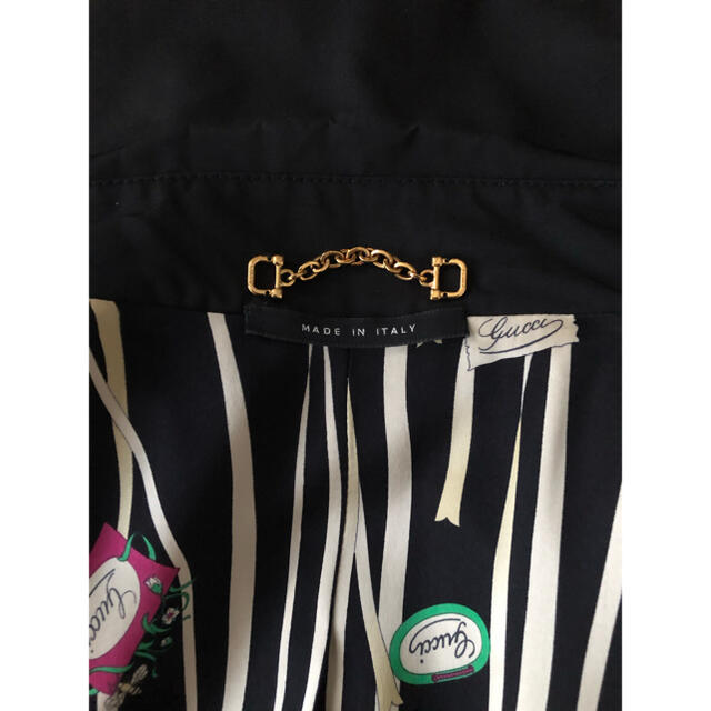 Gucci(グッチ)のGUCCI  黒ロングトレンチ 42 裏地シルク レディースのジャケット/アウター(トレンチコート)の商品写真