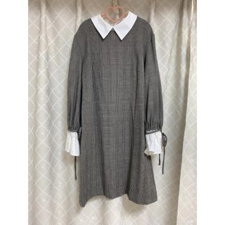 スナイデル(SNIDEL)の美品✨snidel衿付き♪ホワイトカラーワンピース 0サイズ♪(グレンチェック)(ミニワンピース)