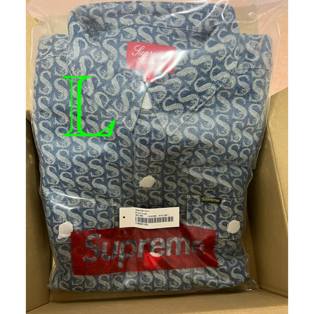 メンズSupreme Monogram Denim Shirt "Blue L