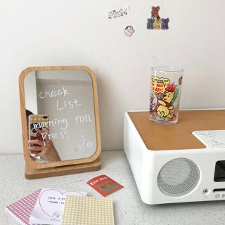 卓上ミラー 木製 鏡 インテリア 韓国 雑貨 北欧 折りたたみ シンプル