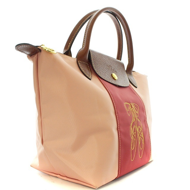 LONGCHAMP(ロンシャン)のロンシャン ル プリアージュ カスタム トートバッグ ハンドバッグ ピンク 茶 レディースのバッグ(ハンドバッグ)の商品写真