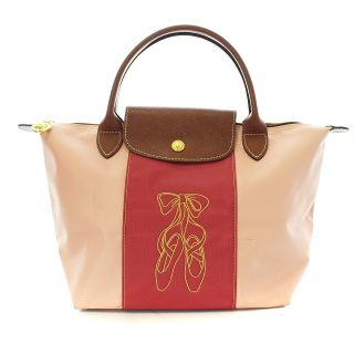 ロンシャン(LONGCHAMP)のロンシャン ル プリアージュ カスタム トートバッグ ハンドバッグ ピンク 茶(ハンドバッグ)