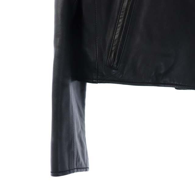 LE CIEL BLEU(ルシェルブルー)のルシェルブルー ノーカラー ラムレザー ライダースジャケット 36 黒 レディースのジャケット/アウター(ライダースジャケット)の商品写真