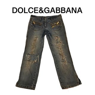 ドルチェアンドガッバーナ(DOLCE&GABBANA)のドルチェ&ガッバーナ　ダメージ加工　ジップデザインデニムパンツ　イタリア製(デニム/ジーンズ)