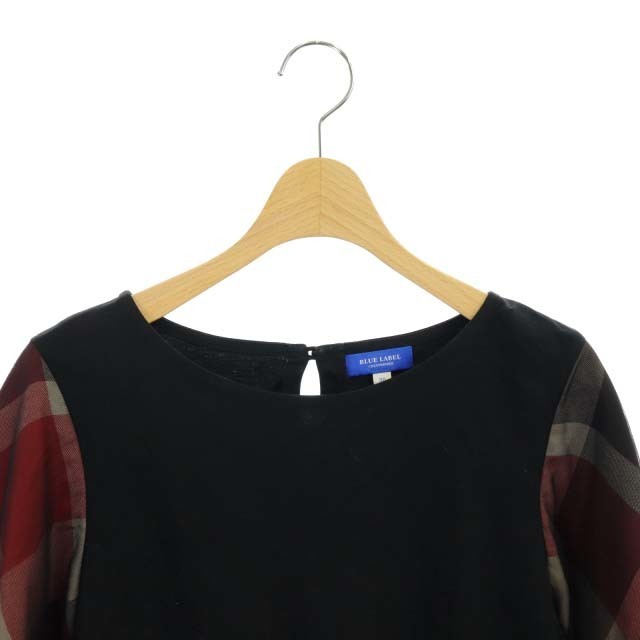 ブルーレーベルクレストブリッジ Tシャツ カットソー 袖切替 チェック 38 黒 レディースのトップス(カットソー(半袖/袖なし))の商品写真