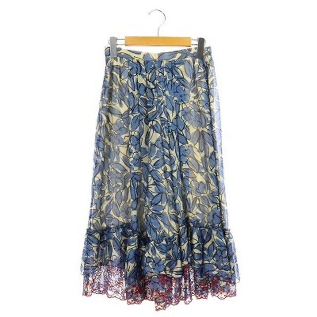 ユキトリイ YUKI TORII ロングスカート フレア 花柄 裾カットワーク レディースのスカート(ロングスカート)の商品写真