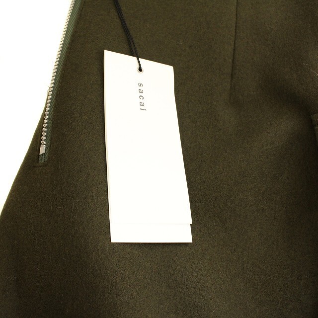 sacai(サカイ)のサカイ 20AW メルトンスカート ロング ウール 2 M カーキ レディースのスカート(ロングスカート)の商品写真