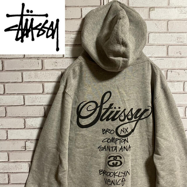 STUSSY(ステューシー)の90s 古着 ステューシー ワールドツアー バックプリント ビッグシルエット メンズのトップス(パーカー)の商品写真