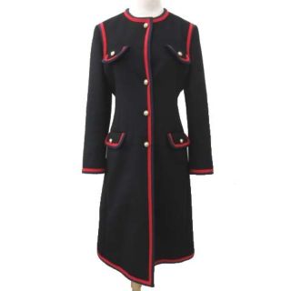 グッチ(Gucci)のグッチ 18AW パールボタン コート ロング ウール 国内正規 40 ブラック(ロングコート)