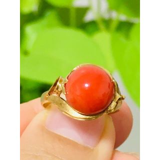珊瑚 リング 指輪 サンコ K18の通販 by しらゆきShop's shop|ラクマ