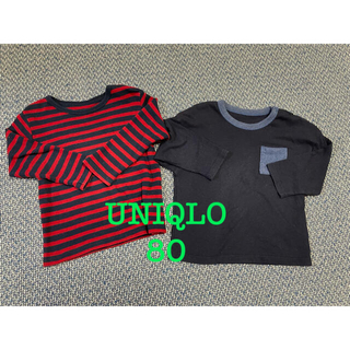 ユニクロ(UNIQLO)のUNIQLO ロンＴ Tシャツ 2枚セット 80 ベビー服 キッズ服(Ｔシャツ)