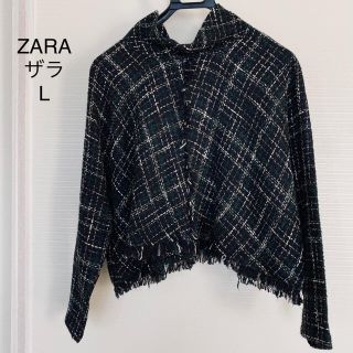 ザラ(ZARA)の【秋冬】ZARA ツイード　チェック　ポンチョ L(ポンチョ)