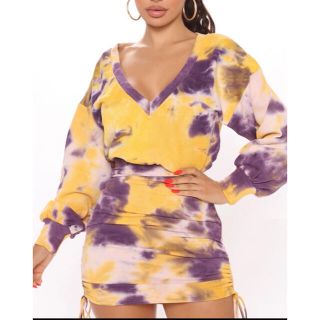 エイソス(asos)のタイダイ💛💜Lakersカラードレス(ミニワンピース)