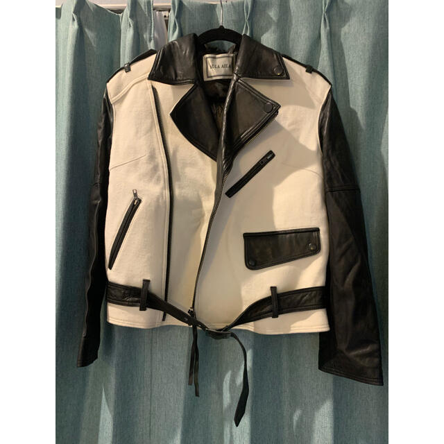 美品】AULA AILA アウラアイラ ダブルライダースジャケット バイカラー