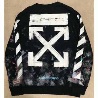 OFF-WHITE オフホワイト スウェット サイズ:XL 21AW アロー ラバープリント オーバーサイズ クルーネック スウェットシャツ RUBBER ARROW SKATE CREWNECK ネイビー 紺 トップス トレーナー【メンズ】