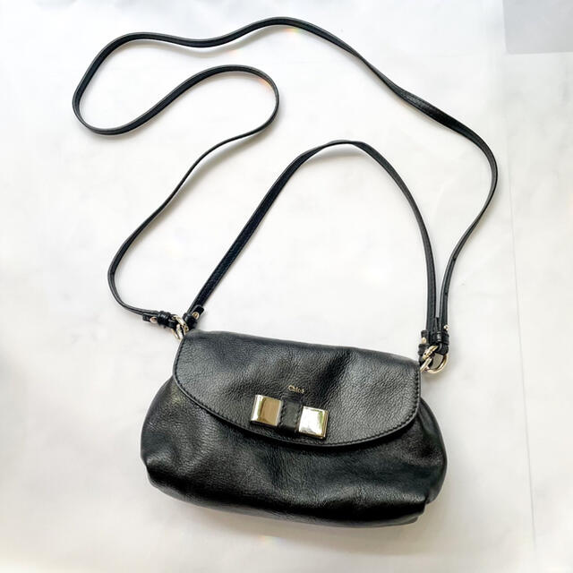 美品】Chloe ポーチ パープル リボン-