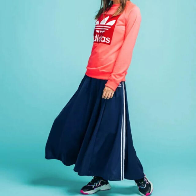adidas(アディダス)の【新品未開封】adidas Originals ロングサテンスカート ネイビーS レディースのスカート(ロングスカート)の商品写真