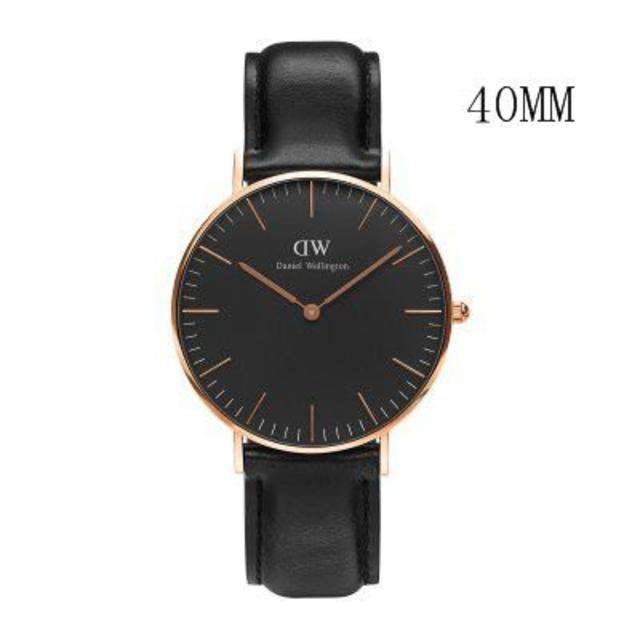 Daniel Wellington(ダニエルウェリントン)のダニエルウェリントン新品ピンクゴールド×ブラック40MMレザー メンズの時計(腕時計(アナログ))の商品写真