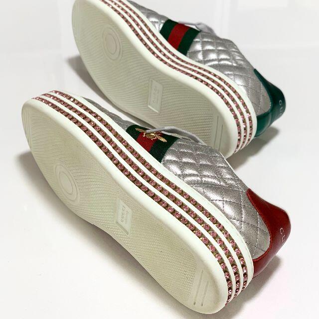 Gucci(グッチ)の2957 グッチ レザー エース エンブロイダリー スニーカー クリスタル シル レディースの靴/シューズ(スニーカー)の商品写真