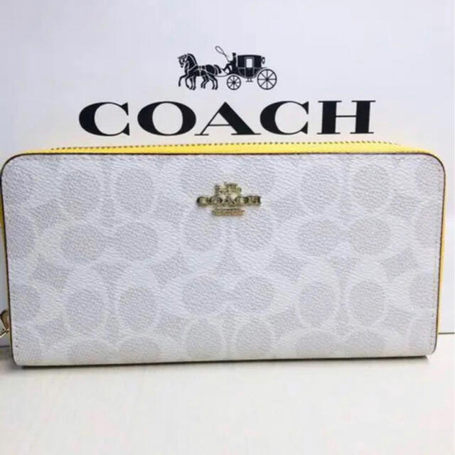 COACH(コーチ)の新品 coach コーチ長財布 シグネチャー  イエロー  レディース長財布 レディースのファッション小物(財布)の商品写真