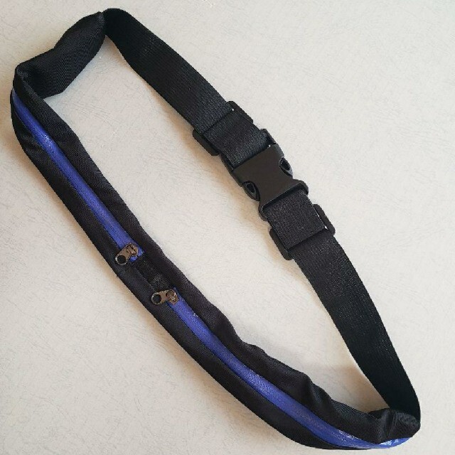 ウエストポーチ Wポケット ジョギングポーチ ランニングポーチ　青　#613 メンズのバッグ(ウエストポーチ)の商品写真