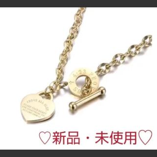 ステンレス♡マンテルチェーン♡ハートプレートネックレス♡イエローゴールド(ネックレス)