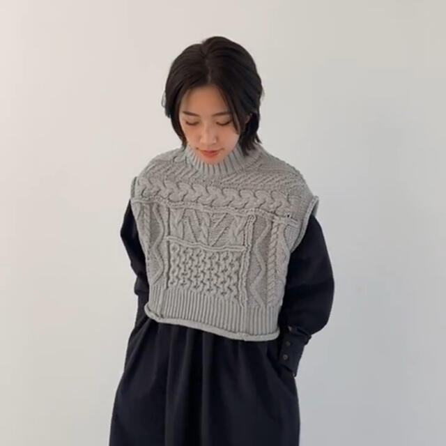 TODAYFUL(トゥデイフル)の【試着のみ】spring patchwork cable knit vest レディースのトップス(ベスト/ジレ)の商品写真