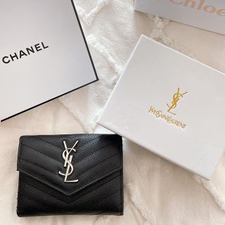 ysl 三つ折り財布 黒(財布)