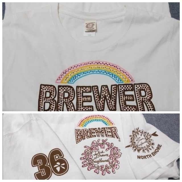 Dick Brewer(ディックブリューワー)のTシャツ　ディックブリューワー　サーフィン　白＋レインボー レディースのトップス(Tシャツ(半袖/袖なし))の商品写真