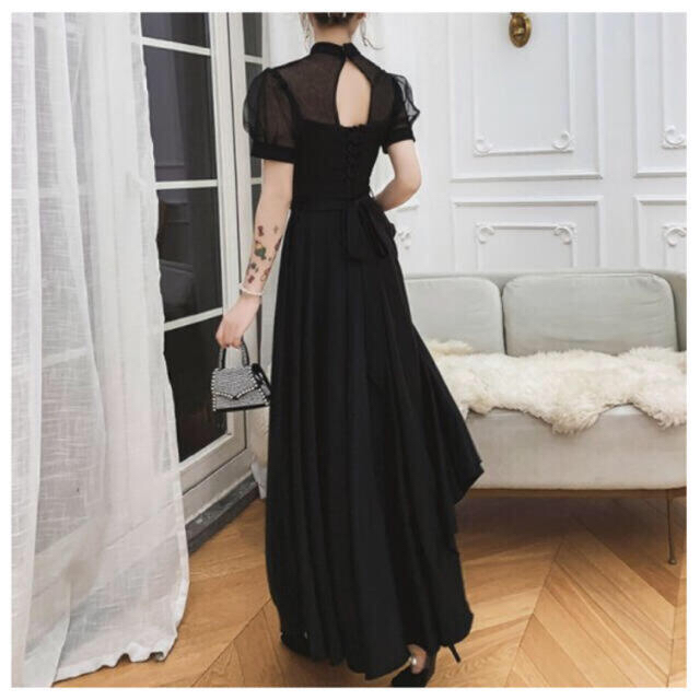 ブラックロングドレス　パーティドレス レディースのフォーマル/ドレス(ロングドレス)の商品写真